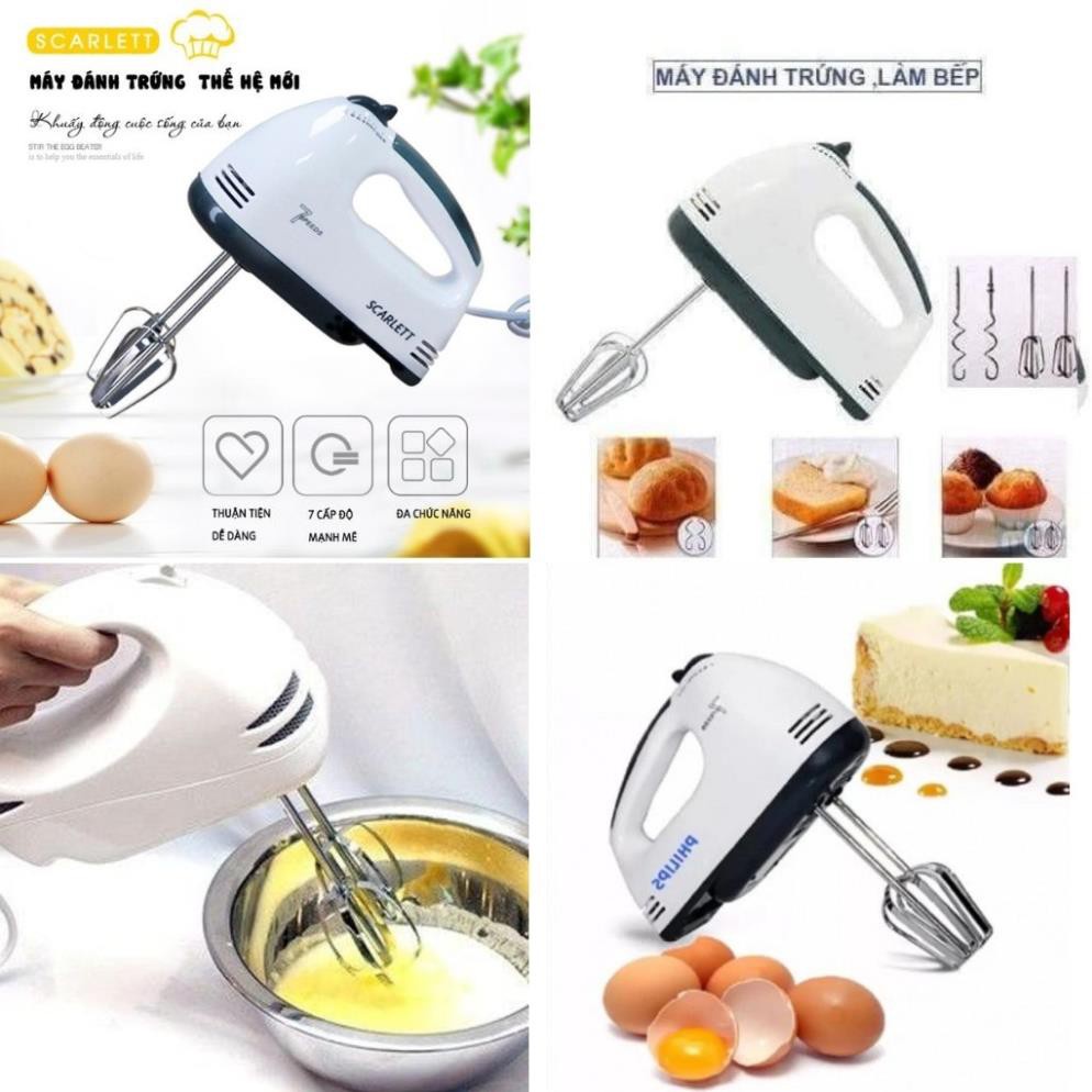 &quot;Máy đánh trứng cầm tay cao cấp Scarlett vỏ máy nhựa công suất 180W - Tặng kèm 2 que nhào bột&quot;
