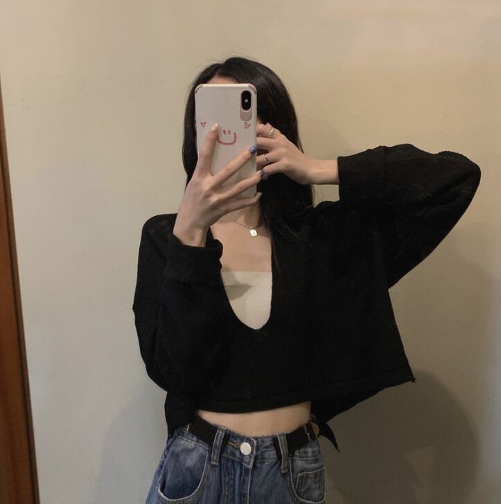 áo croptop tay dài cổ khoét gợi cảm sexy