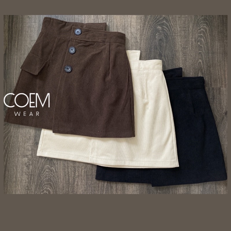 Chân váy nhung tăm chữ A dáng ngắn vạt chéo cách điệu hàng QCCC loại 1 đẹp thời trang CW121 | BigBuy360 - bigbuy360.vn