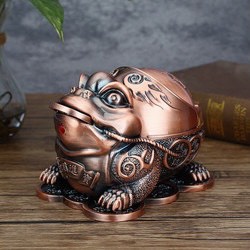 GẠT TÀN THUỐC LÁ HÌNH CON CÓC NGẬM ĐỒNG TIỀN BẰNG ĐỒNG GIẢ CỔ