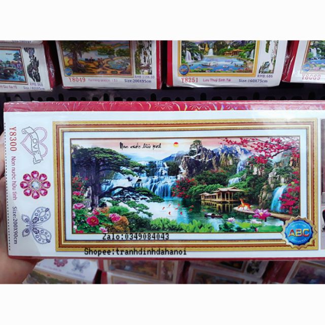 TRANH ĐÍNH ĐÁ PHONG CẢNH NON NƯỚC HỮU TÌNH y8300 ( 200x90) Y8299 Y8298