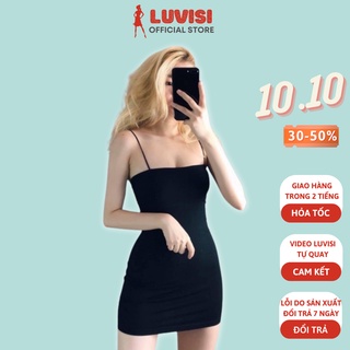 Váy body 2 dây sợi bún LUVISI, đầm ôm body siêu tôn dáng sexy, vải co giãn, mặc đi chơi, dự tiệc siêu xinh VAY007