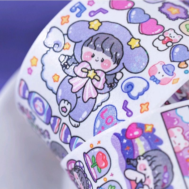 Washi tape 4.5x35cm, băng keo dán họa tiết cô gái dễ thương trang trí DIY trang trí sổ tay, làm tranh washi