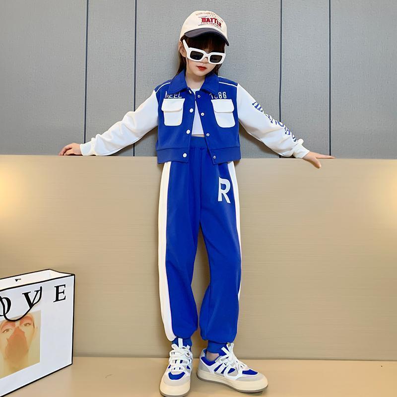 Bộ quần áo mùa thu của bé gái 2022 phong cách mới phương tây thể thao mùa xuân và mùa thu áo khoác trẻ em mùa thu áo len bé gái bộ hai mảnh