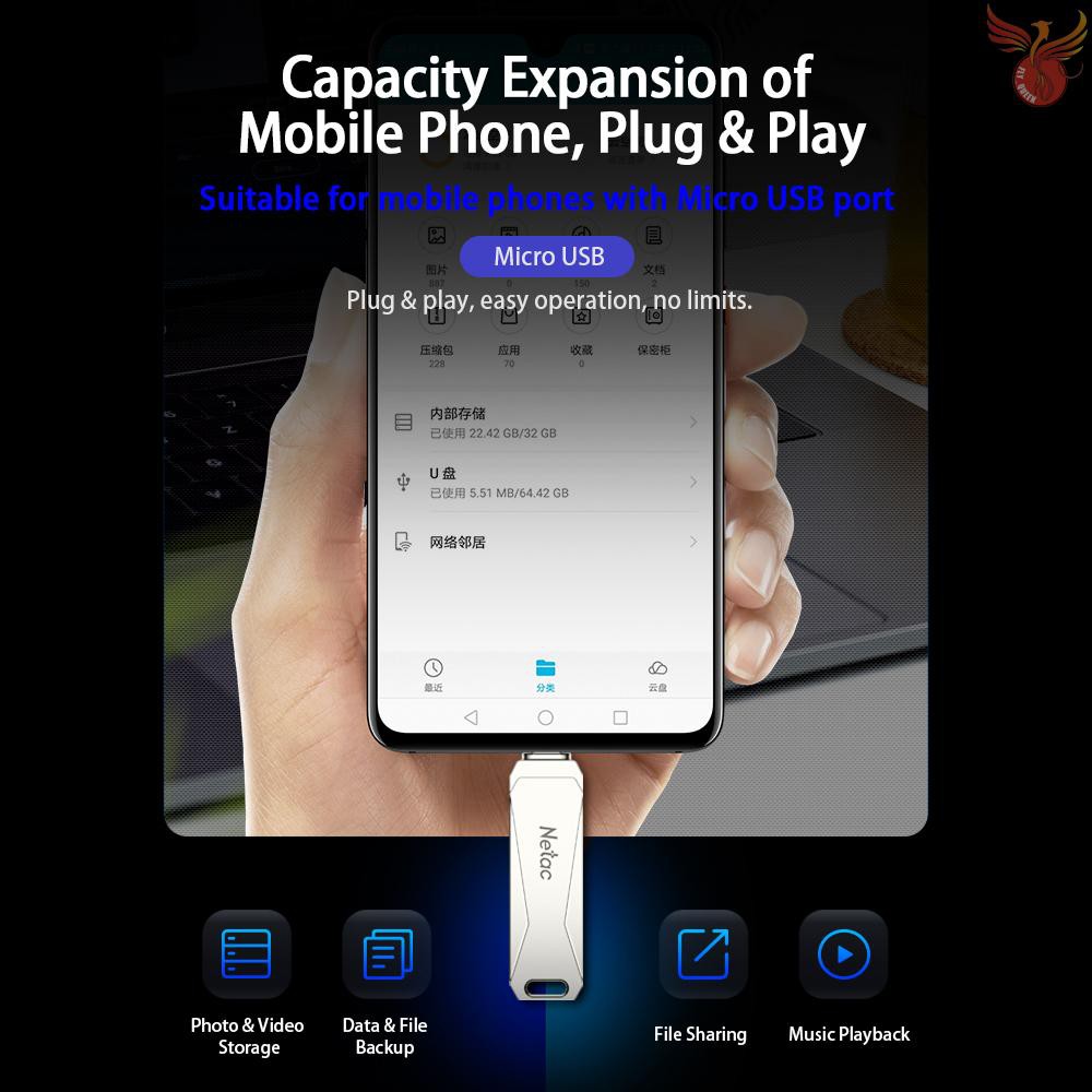 Usb Tốc Độ Cao Netac U381 32gb Cho Điện Thoại