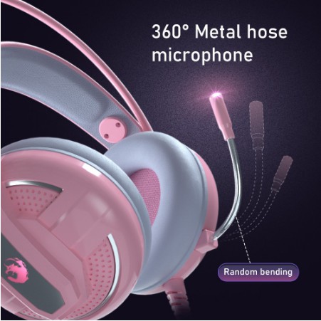 Tai Nghe Chơi Game Màu Hồng Đáng Yêu Có Mic 3.5mm | BigBuy360 - bigbuy360.vn