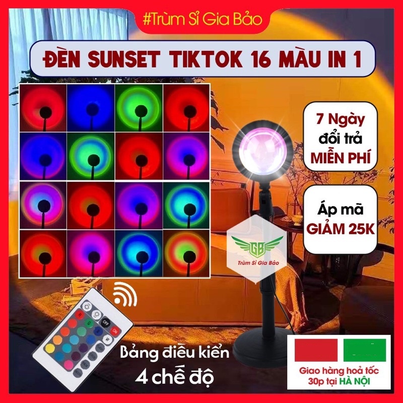 Đèn hoàng hôn sunset 16 màu có điều khiển , đèn cầu vồng sống ảo quay phim , tiktok , live tream.