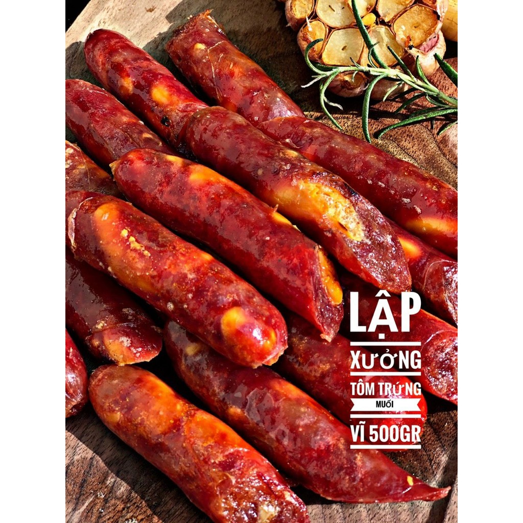 Lạp Xưởng Tôm Trứng Muối Túi 500Gram - Hút Chân Không