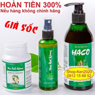 Bộ 3 sản phẩm tóc Haco ngăn ngừa rụng tóc, hói đầu, kích thích mọc tóc