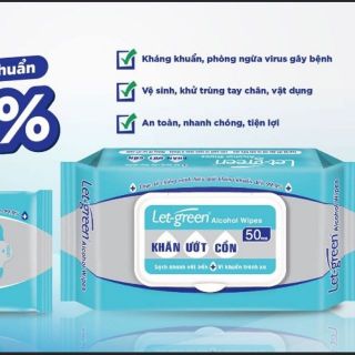 Khăn ướt cồn Let - Green 50 miếng.