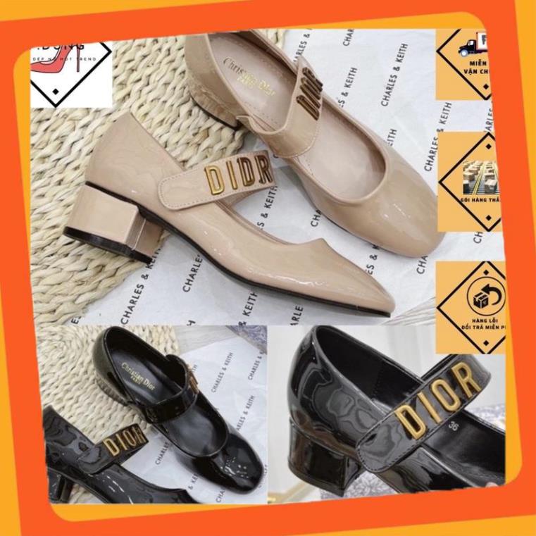 Giày búp bê dior khoá chữ gót vuông spsl fullbox bill túi giấy