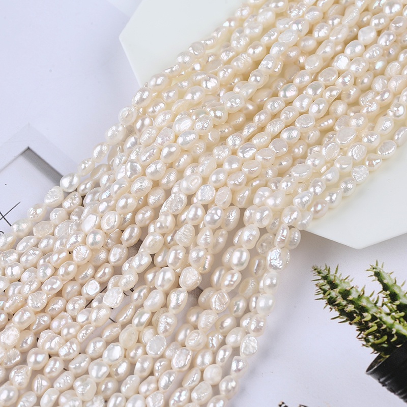 Hạt Ngọc Trai Hình Dạng Không Đều Lỗ Thẳng baroque Tự Nhiên Tươi Mát 4-5mm Chính Hãng