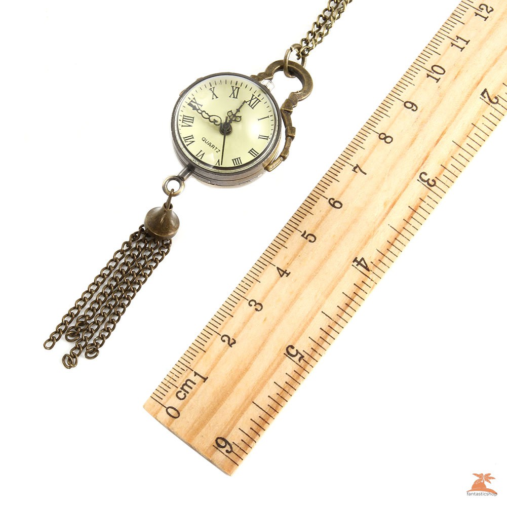 #Đồng hồ bỏ túi# Pocket Watch Steel Retro Tassels Pendant Long Necklace Chain Clock Quartz Watches