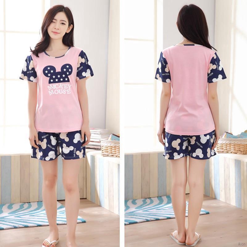 Bộ đồ ngủ pijama tay ngắn ngọt ngào mặc hàng ngày thời trang mùa hè dành cho nữ