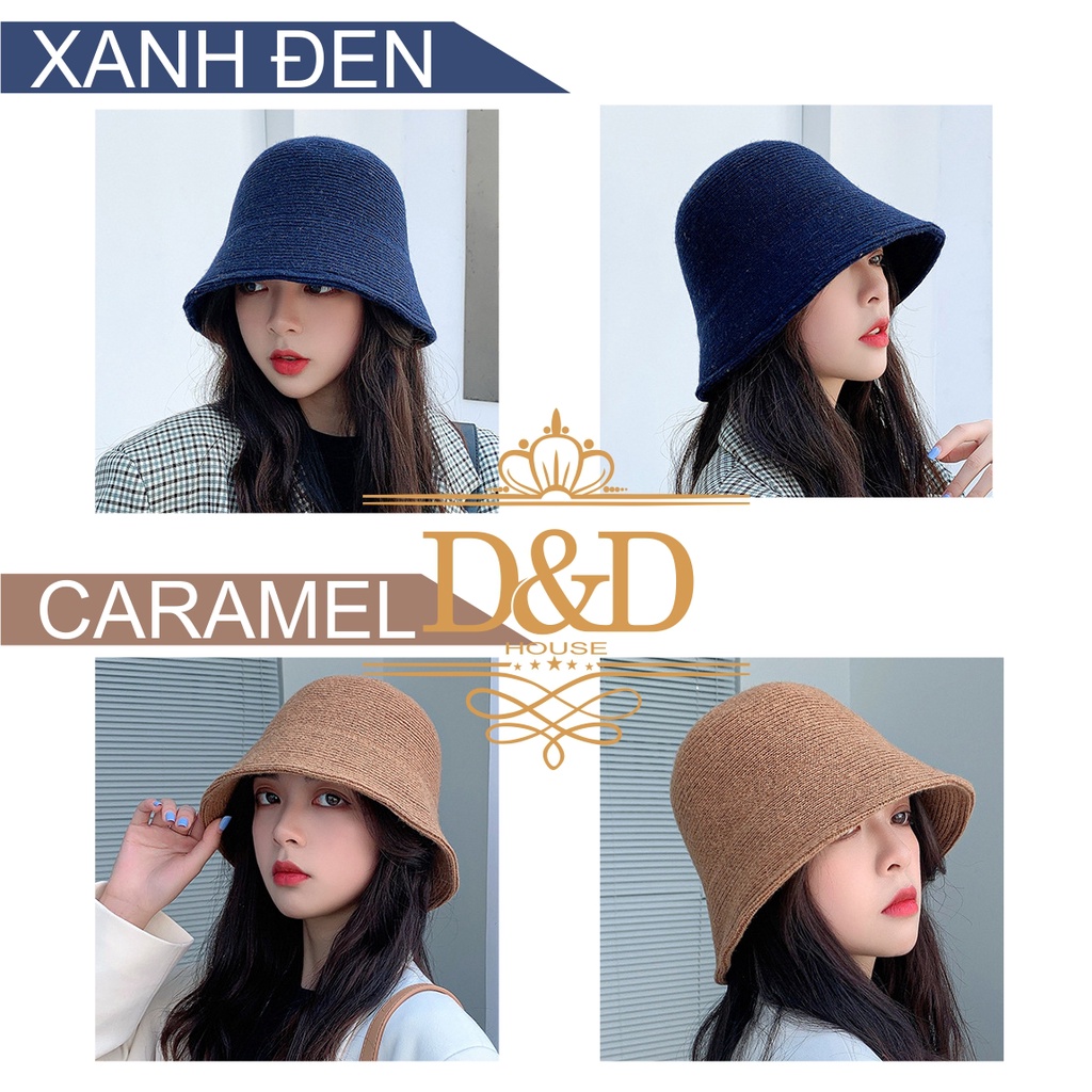 Mũ nón bucket nữ vải len phong cách Nhật Hàn