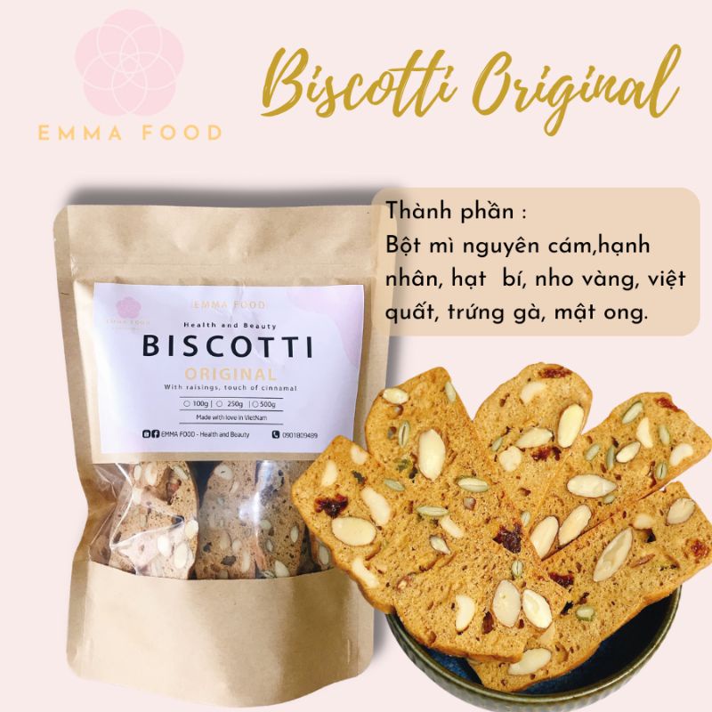 500G BÁNH BISCOTTI KHÔNG ĐƯỜNG EMMA FOOD - ĂN KIÊNG LÀNH MẠNH