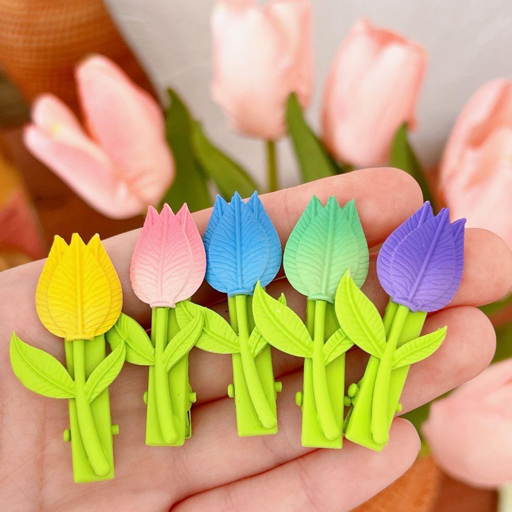 Kẹp Tóc Hình Hoa Tulip Màu Kẹo Ngọt Dễ Thương Cho Bé Gái