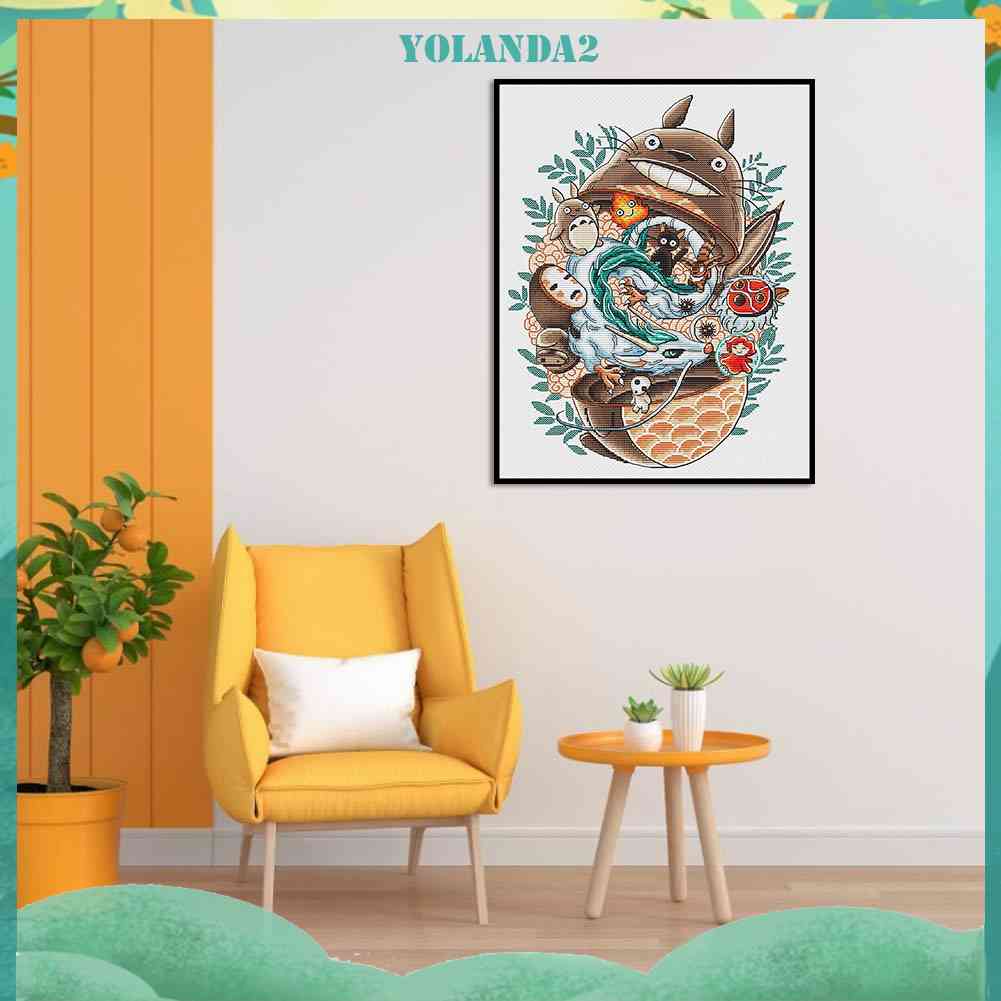 Toàn Bộ Bộ Tranh Thêu Chữ Thập 11CT DIY Hình Totoro Xinh Xắn Đáng Yêu