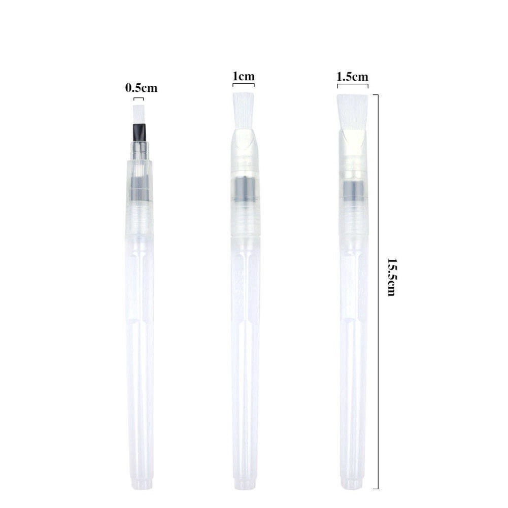 Bộ 6 cây cọ vẽ màu nước bằng nhựa mềm dài 15.5cm có ống đựng mực tiện dụng