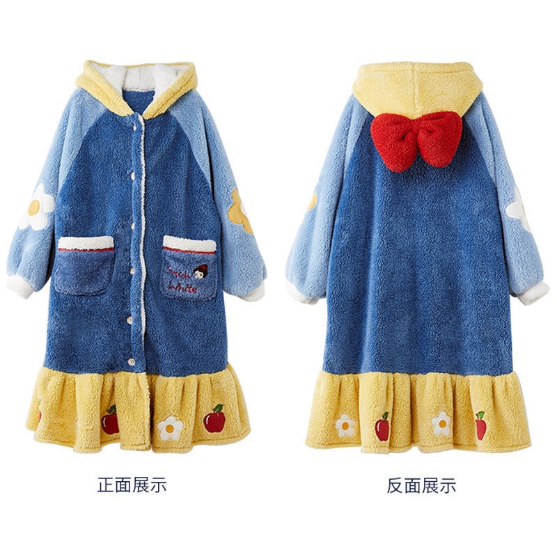 {Nightgown} Đầm Ngủ Ngủ Bằng Lông Cừu San Hô Dày Dặn Màu Trắng Tuyết Mùa Thu Đông Dành Cho Nữ Sử Dụng Tại Nhà Xa1D &----&*&*-*--*-- | BigBuy360 - bigbuy360.vn