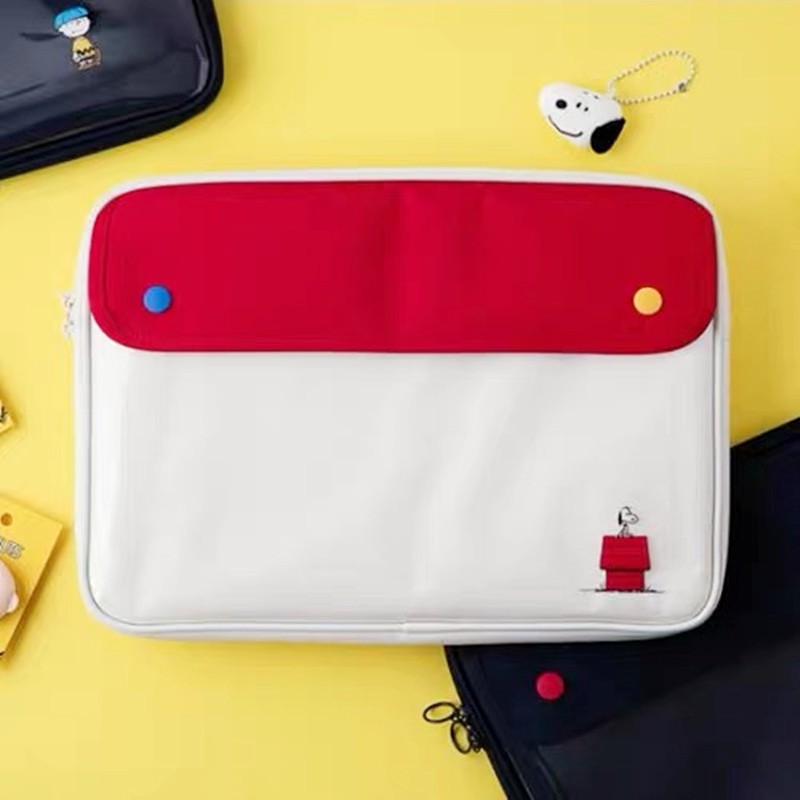 Túi Đựng Laptop Màu Trơn In Hình Snoopy Dễ Thương Kích Thước 33.02 / 40.64 27.94 cm