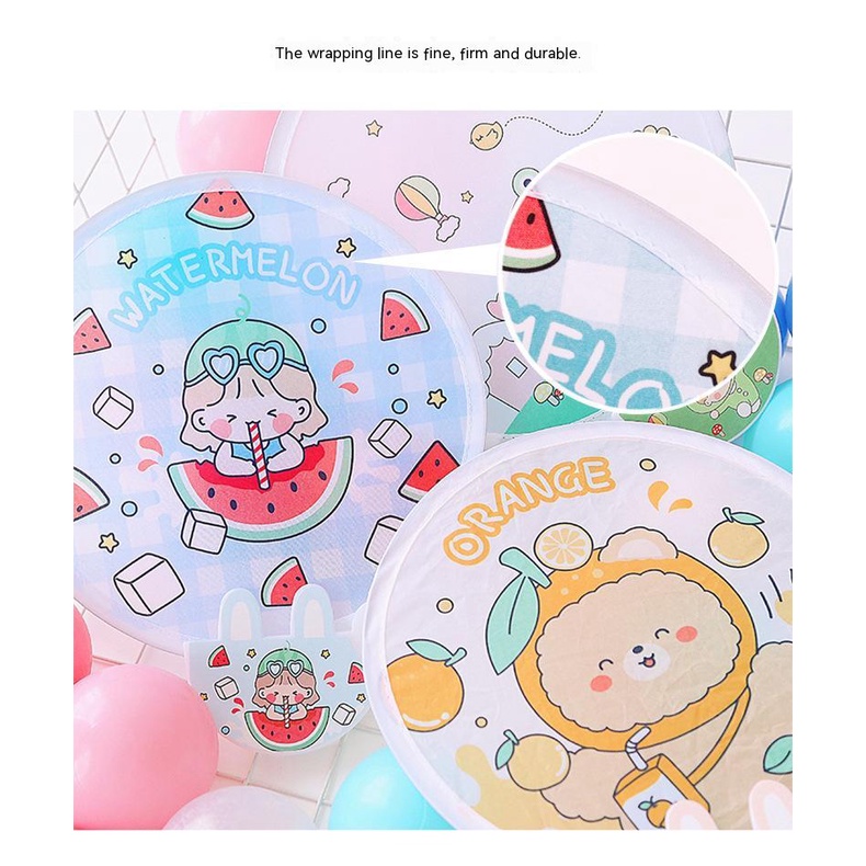 Quạt Gấp Cầm Tay Hình Tròn Họa Tiết Hoạt Hình Phong Cách Mới Cho Học Sinh