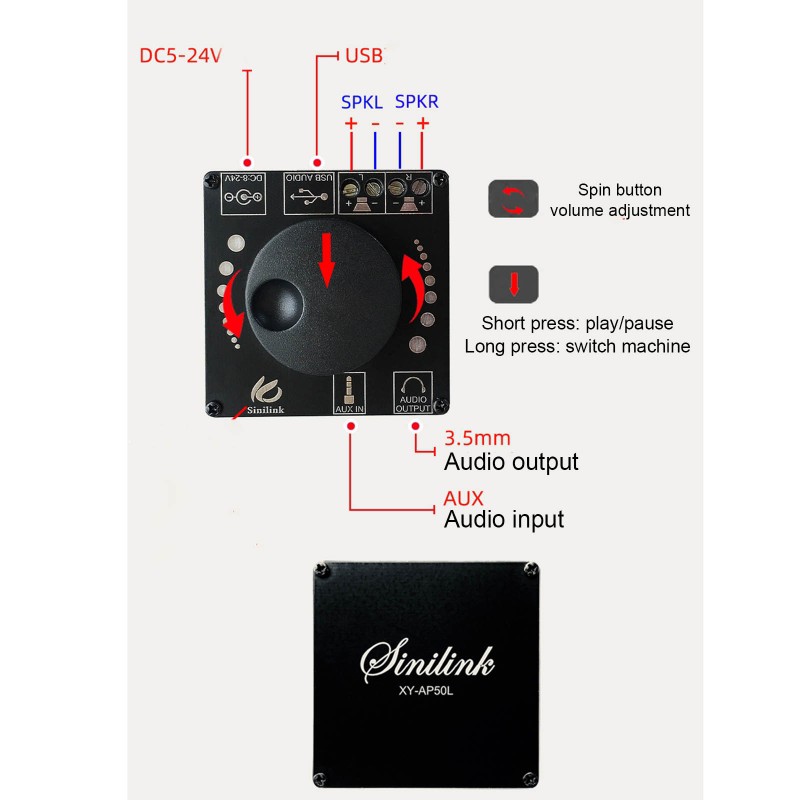 Bảng Mạch Khuếch Đại Âm Thanh Bluetooth 5.0 Kỹ Thuật Số Kk 2x50w