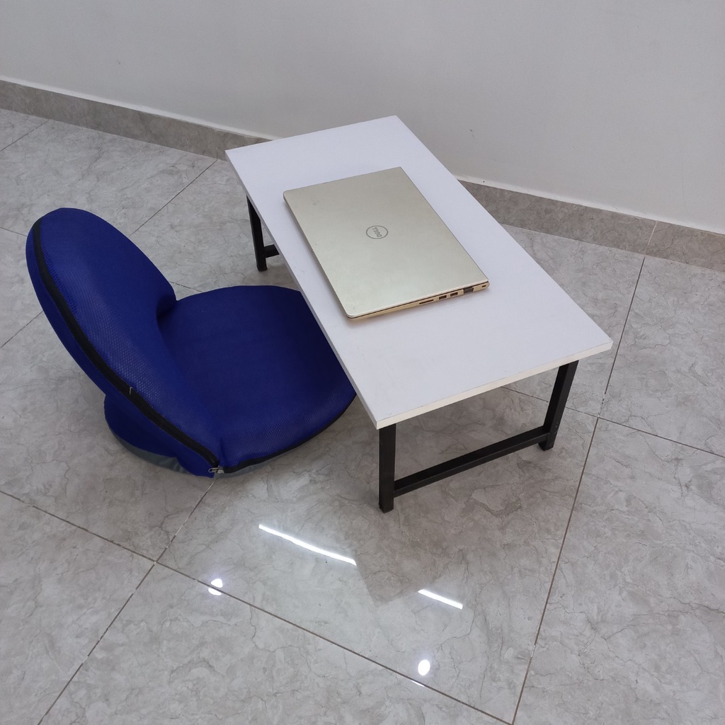 Bàn làm việc U bệt  trắng sắt V2, 40x80x30cm, , mặt MDF, dày 17ly, Chân sắt màu đen.