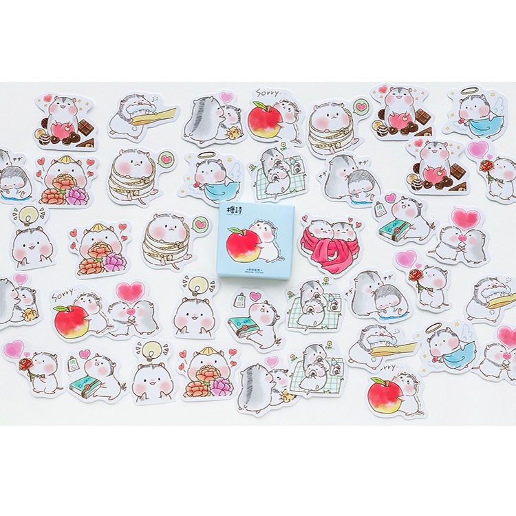 Sticker chủ đề Chuột Hamster Dễ Thương - Hộp 45 miếng dán trang trí sổ tay Bullet Journal - M051