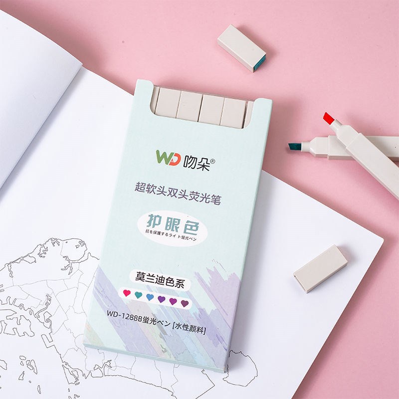 (Hàng Mới Về) Set 6 Bút Bắt Sáng Hai Đầu Màu Sắc Thời Trang