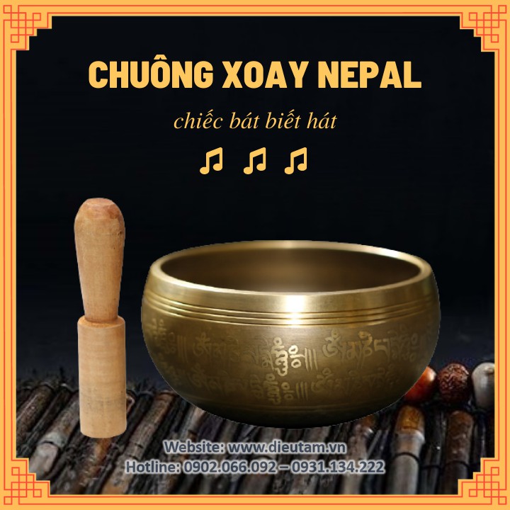 Chuông xoay Tây Tạng, chiếc bát biết hát - Singing Bowl chuông vàng sáng