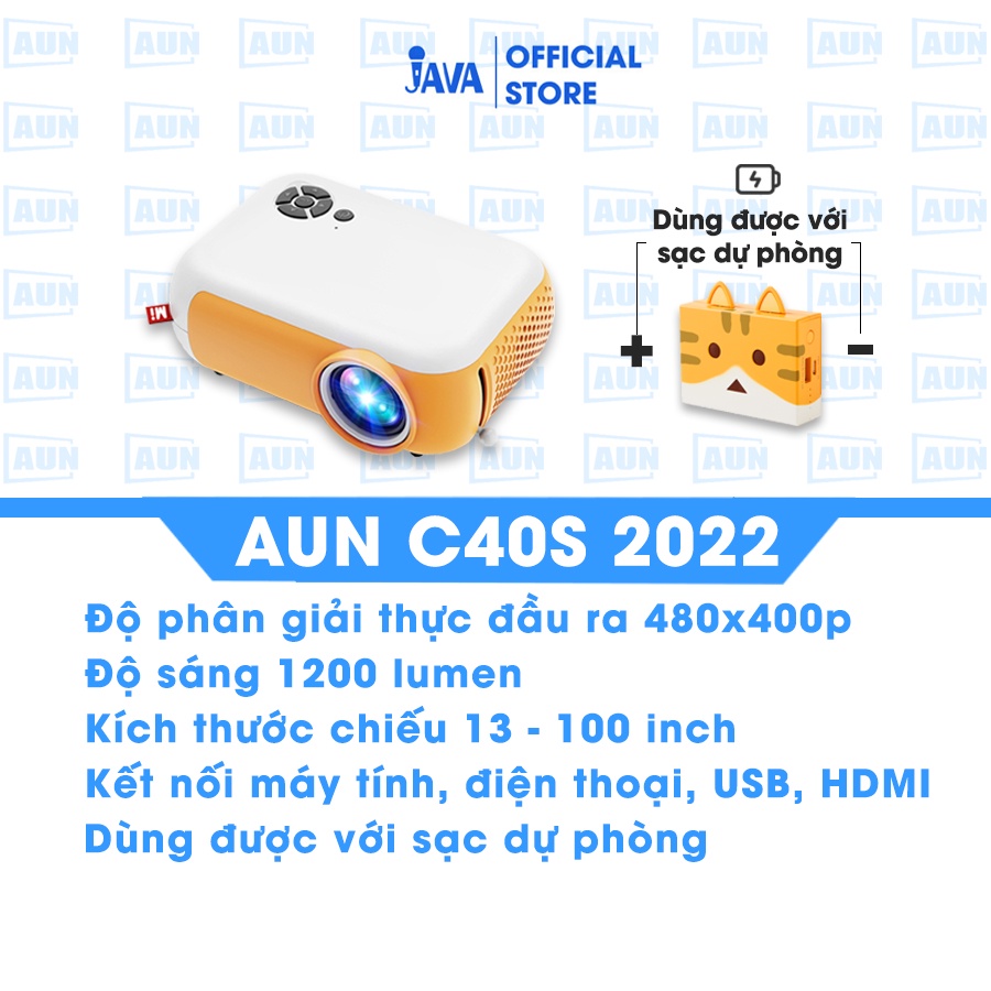 [BẢN 2022 MỚI NHẤT Máy chiếu mini AUN C40s hỗ trợ fullhd 1080p và kết nối với điện thoại, laptop, máy tính