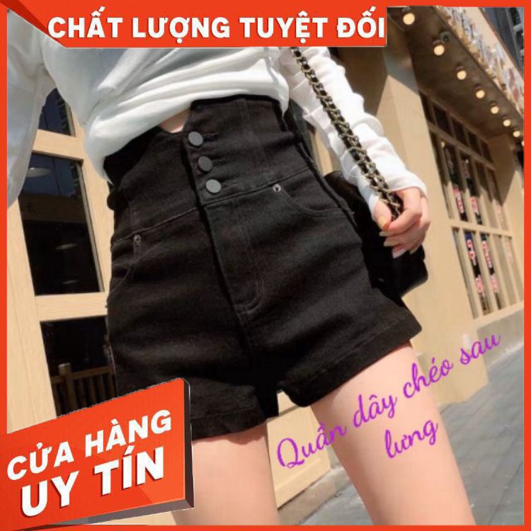 Quần Shorts Kaki lưng cao 3 Nút dây chéo sau lưng tôn dáng sang chảnh. - Hàng nhập khẩu