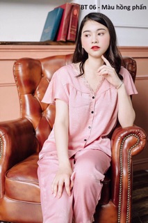Bộ ngủ lụa satin tay cánh tiên