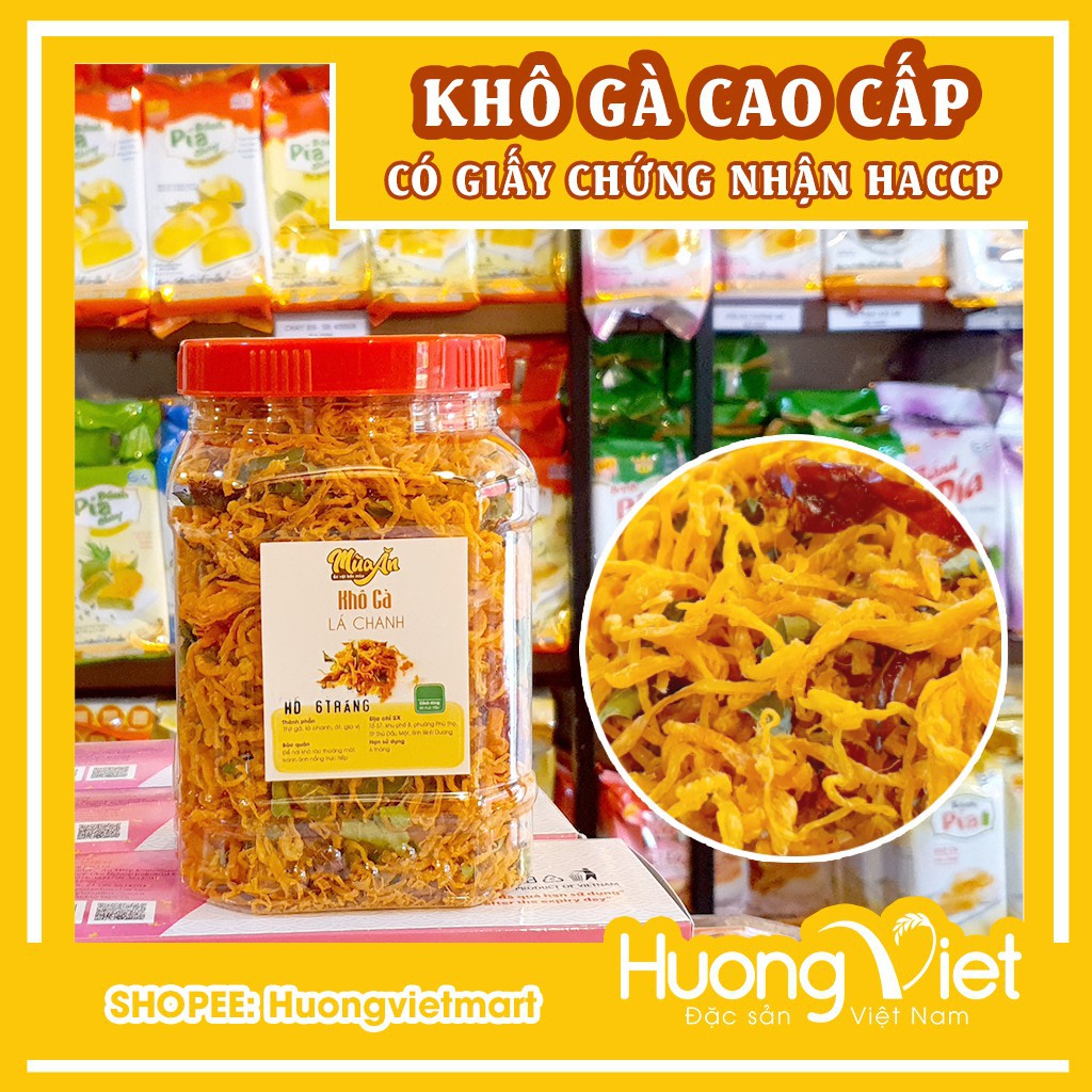 Khô gà lá chanh loại dẻo cay vừa 500g, đồ ăn vặt Sài Gòn, có giấy chứng nhận HACCP