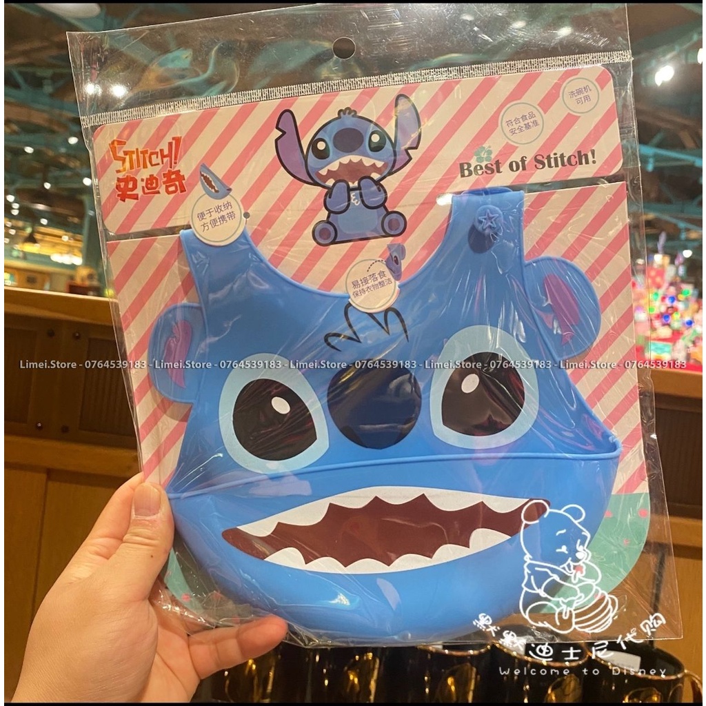 Khăn yếm ăn dặm silicon hình Mickey Minnie Frozen Car Stitch cho trẻ em bé trai gái Disney