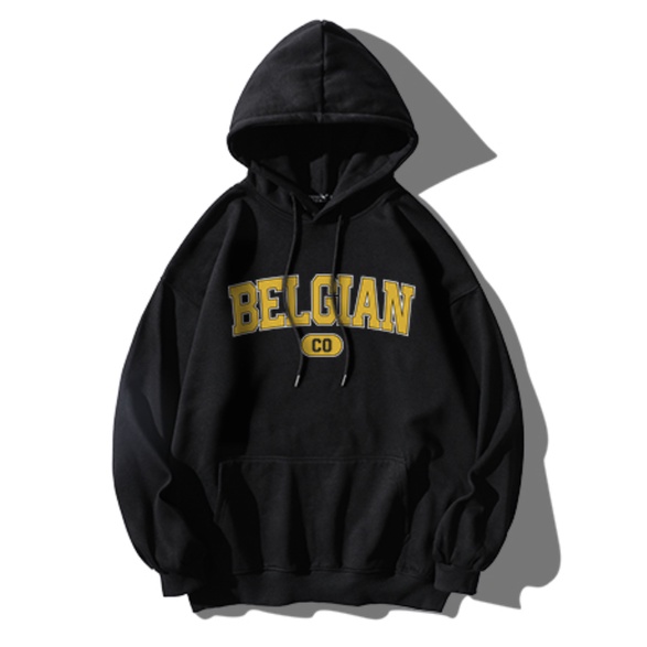 Áo Hoodie Fom Rộng BELGIAN Phối Mũ Trùm Đầu Mùa Đông Ấm Áp, Nỉ Ngoại Siêu Dày Dặn In 3D Mã GAREM