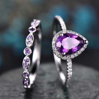 Nhẫn đính hôn kim cương tím dành cho nữ Nhẫn đính hôn kim cương đầy đủ