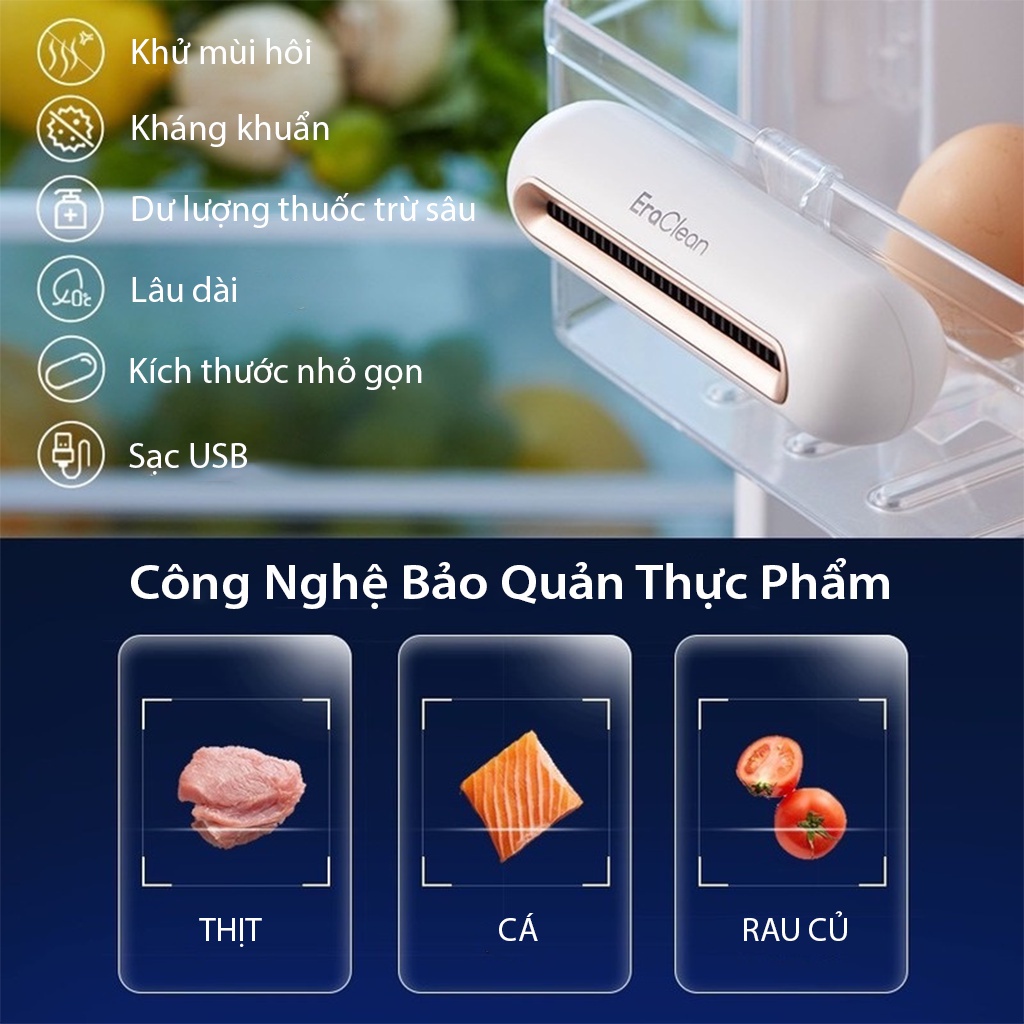 Máy tiệt trùng khử mùi tủ lạnh EraClean CW-B01 - Pin sạc 800mAh