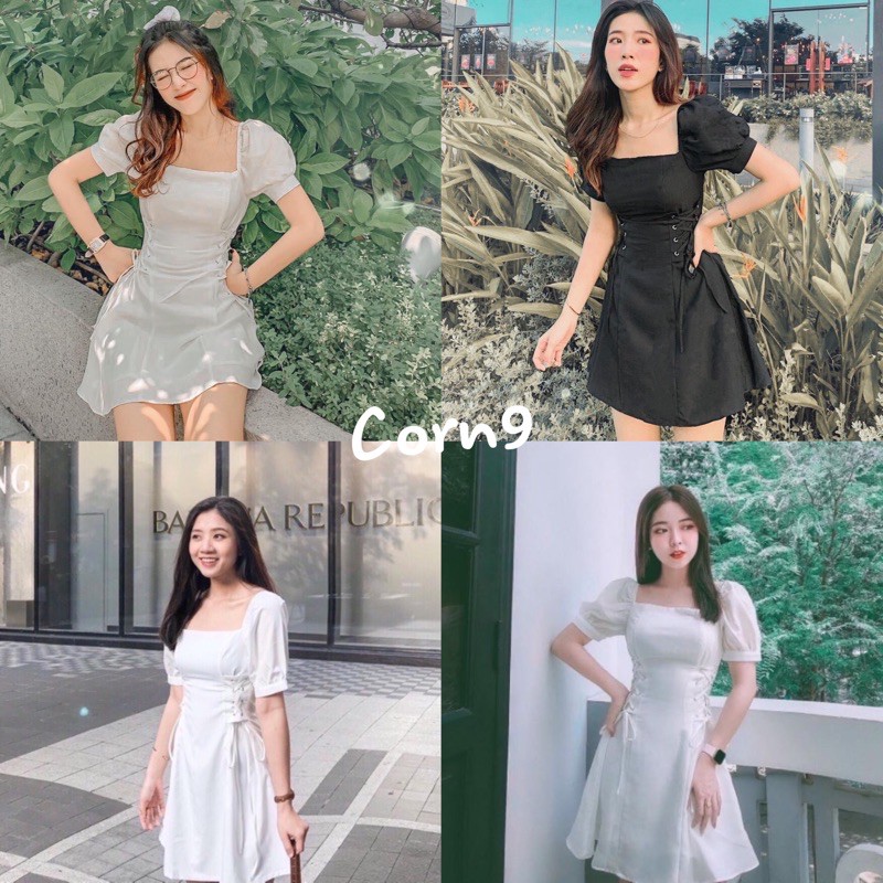 ĐẦM CỔ VUÔNG ĐAN DÂY EO 💋 | BigBuy360 - bigbuy360.vn