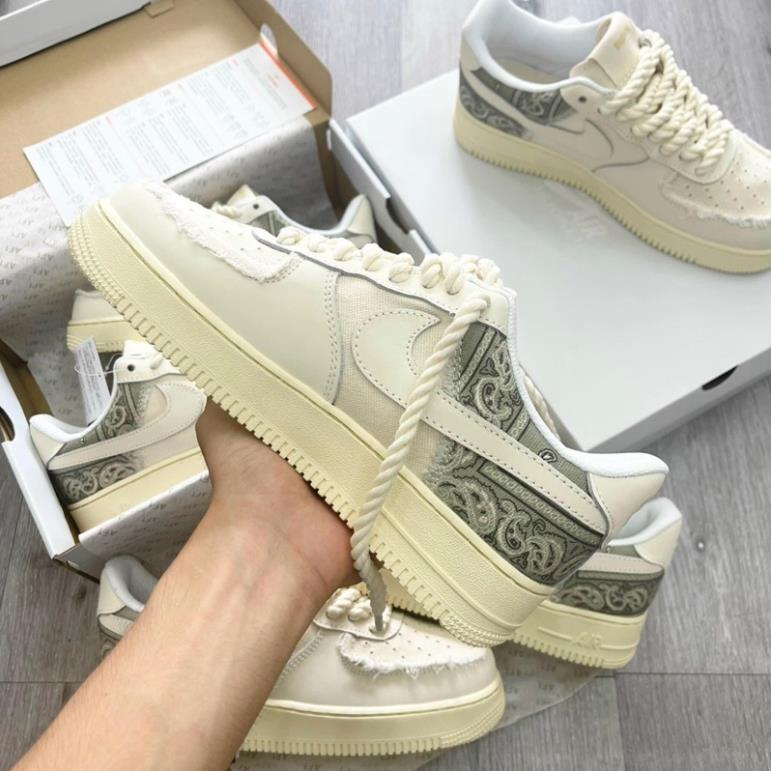 Giày thể thao nam nữ AF1 dây thừng kem họa tiết cực chẩt bản chuẩn êm chân - Sale sốc hàng mới về 2022