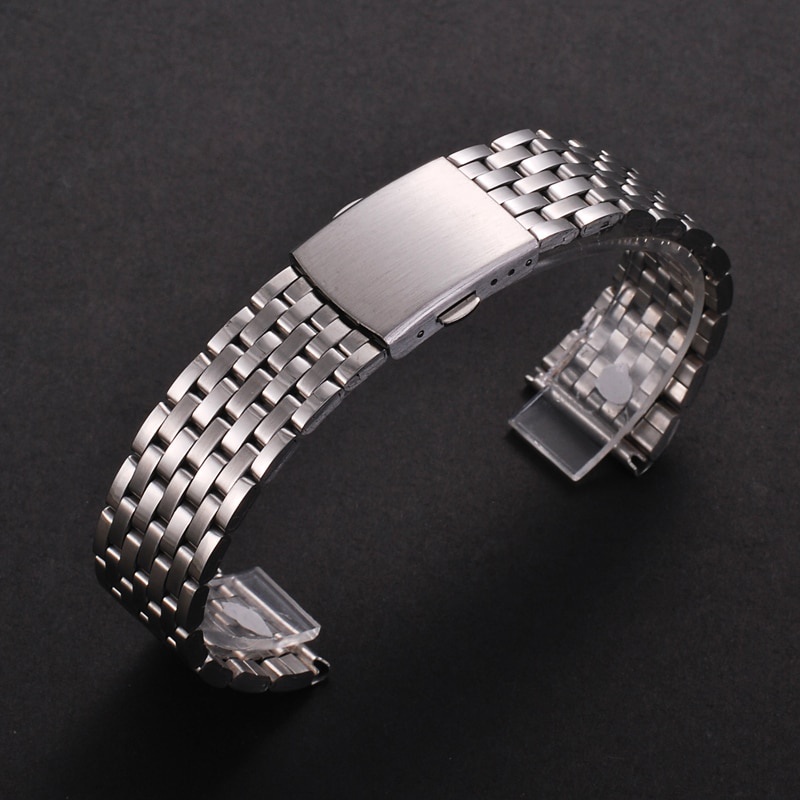 Dây Đeo Đồng Hồ Bằng Thép Không Gỉ Màu Vàng Bạc 18mm 20mm 22mm Cho Nam Và Nữ