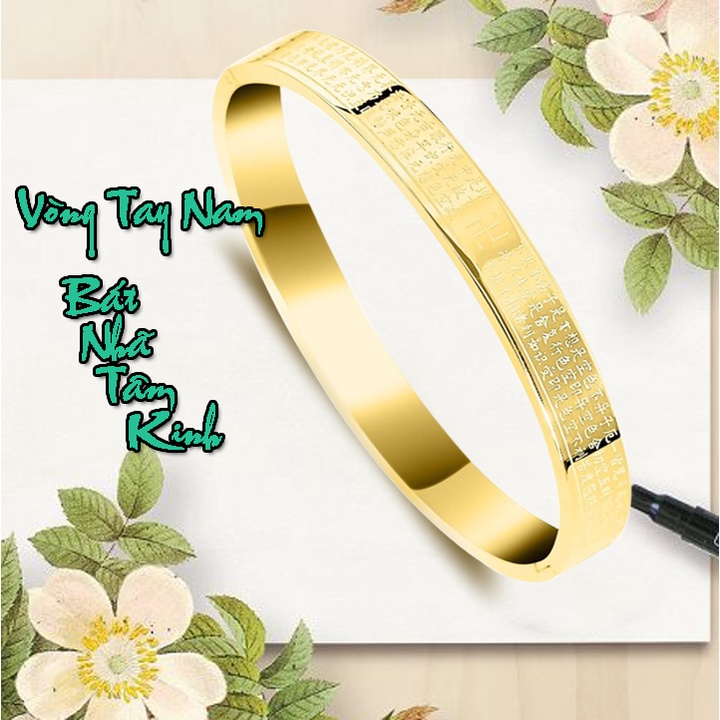 Vòng tay bát nhã tâm kinh hình tròn bản lớn 8mm dầy chắcsiêu đẹp, bền màu - Đeo tay vạn sự may