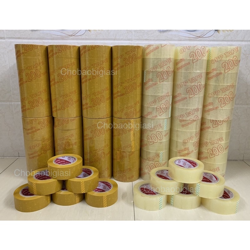 {1 cây/ 6 cuộn} Băng keo trong, băng keo đục 200yard đủ 2kg/ cây, lõi nhỏ, độ dính cao (Sp y hình)