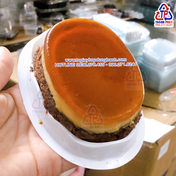 100 Hộp H16 oval trắng đựng bánh trung thu con heo -  bánh gato flan