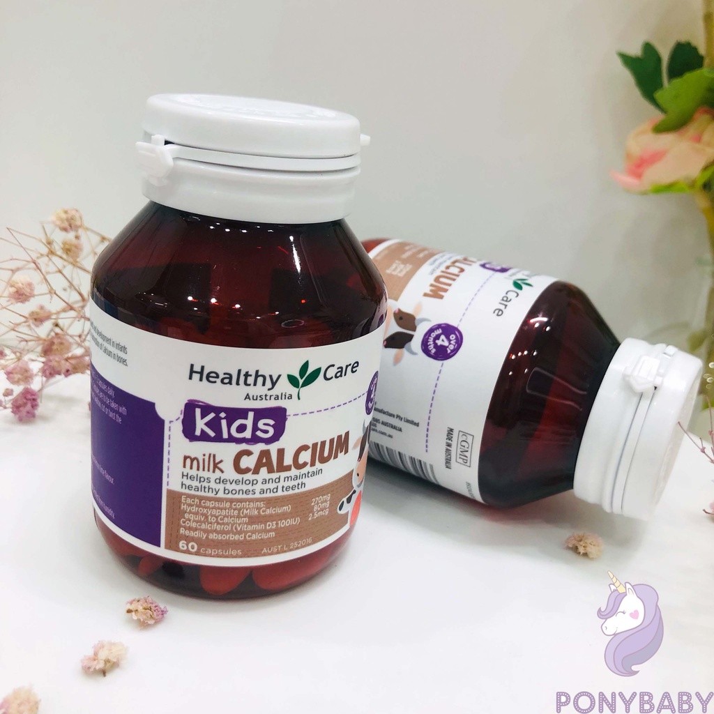 Canxi Healthy Care Úc, canxi sữa cho bé lọ 60 viên