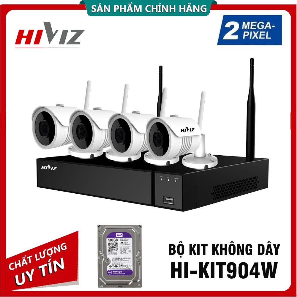 BỘ KIT WIFI HIVIZ HI-KIT904W 2.0MP 9 KÊNH - Đủ bộ 4 mắt than trụ vỏ kim loại 2.0mp, đủ phụ kiện lắp đặt - CHÍNH HÃNG | BigBuy360 - bigbuy360.vn