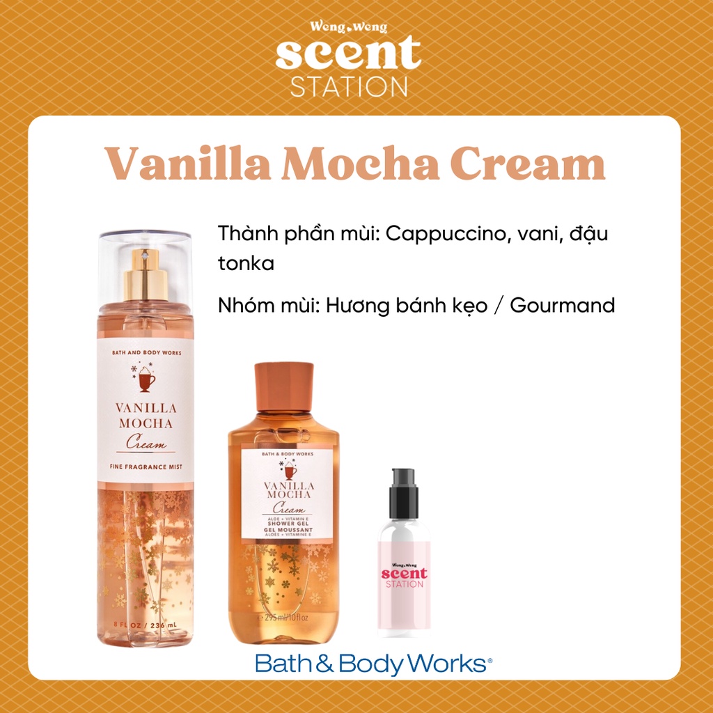 Bộ Sản Phẩm Chăm Sóc Cơ Thể Toàn Diện BBW mùi Vanilla Mocha Cream