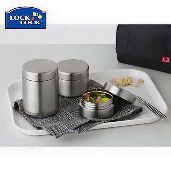 Bộ Hộp Cơm Giữ Nhiệt Lock&Lock LHC8016 (1150ml) - Chất liệu inox không gỉ - Hàng Chính Hãng