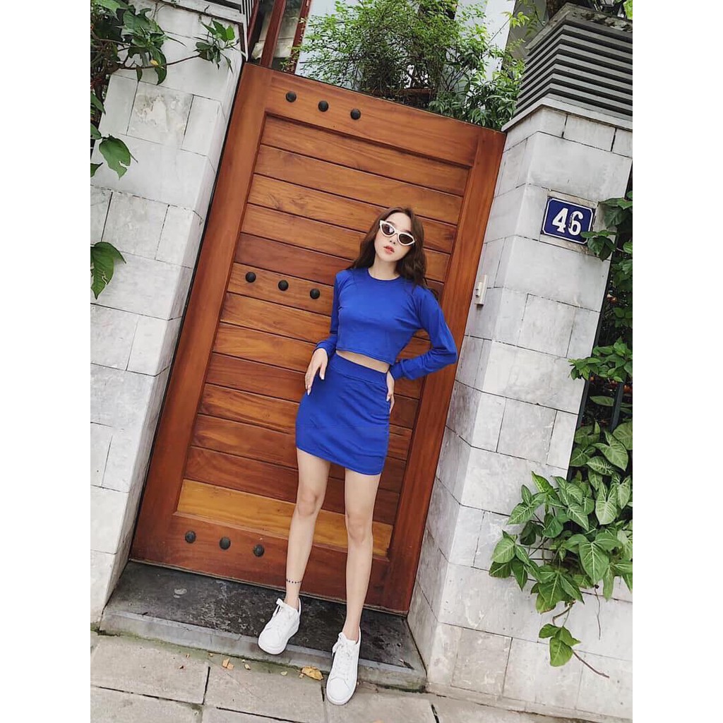 (kèm hình thật) Set chân váy quần + áo pull tay dài - S80